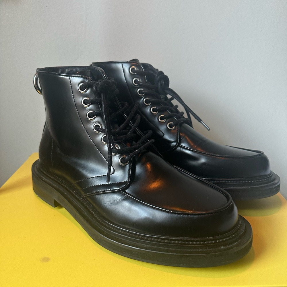 The Kooples Black Leather Lace-Up Ankle Boots Men’s